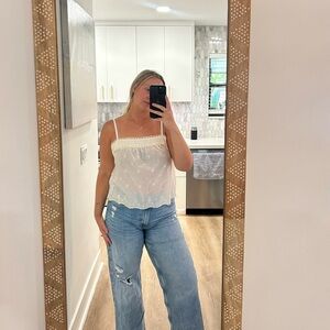 Abercrombie & Fitch white lace trim tank top